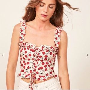 Reformation Cherry Print Crop Top